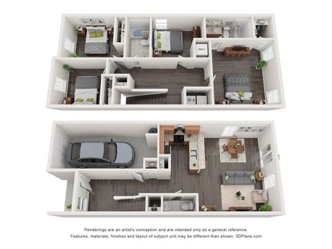 Floor plan for 4 beds, 2.5 baths, 1549 sqft